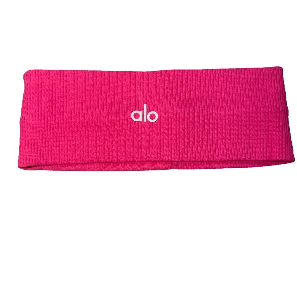 Alo Hot Pink Ribbed Headband Unisex Adults One Size Athletic Fitness Yoga Solid